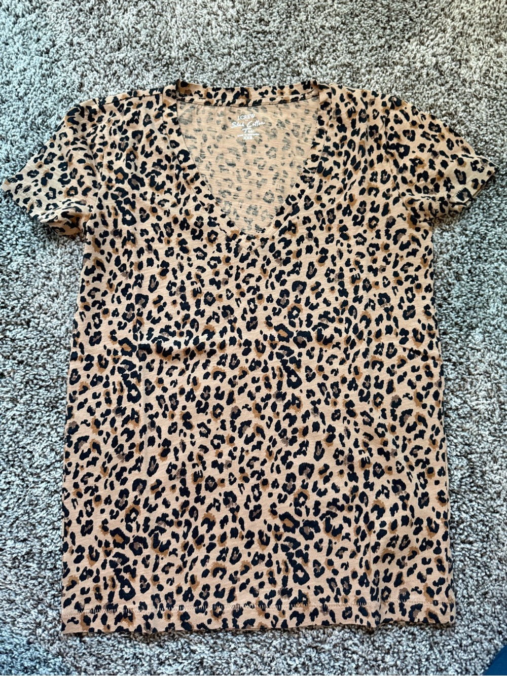 J. Crew Slub Cotton Cheetah Print V-Neck Women’s Top - Tan & Black